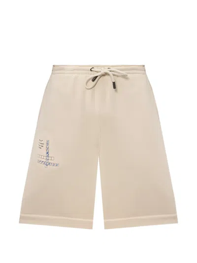 Off-white Logo-print Drawstring Shorts In Yellow