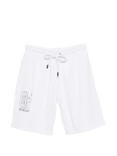 Off-white Logo-print Drawstring Shorts In White
