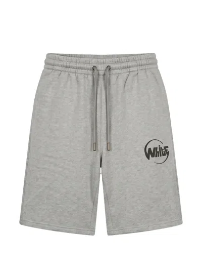 Off-white Logo-print Drawstring-waist Shorts In Gray