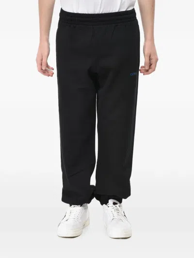 Off-white Logo-print Elasticated-cuff Track Pants In Black