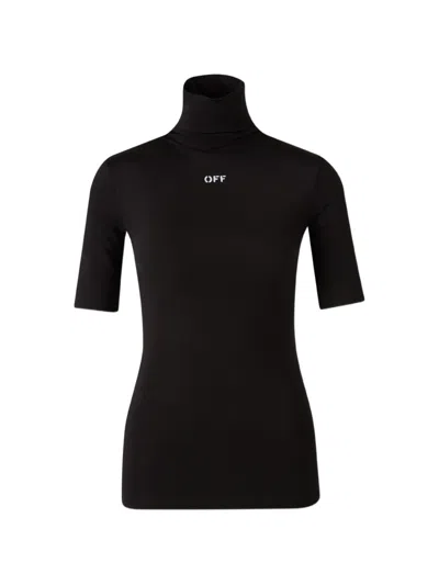 Off-white Logo-print High-neck T-shirt In Black
