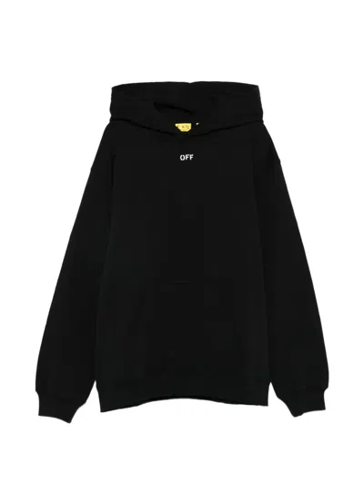 Off-white Kids' Logo-print Hoodie In Black