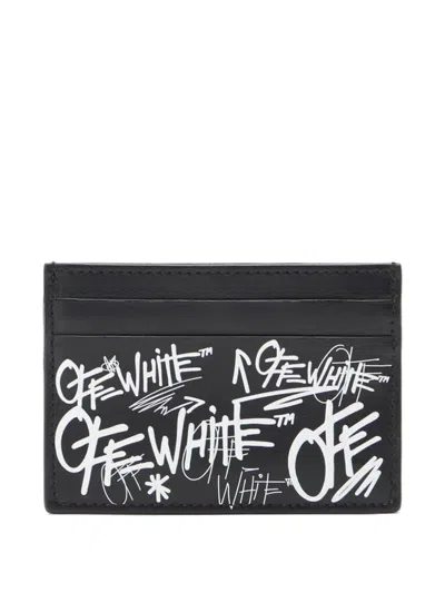 Off-white Logo-print Leather Card Case In Pattern