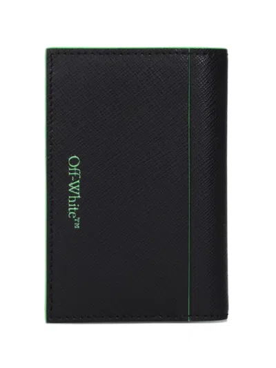 Off-white Logo-print Leather Cardholder In Black