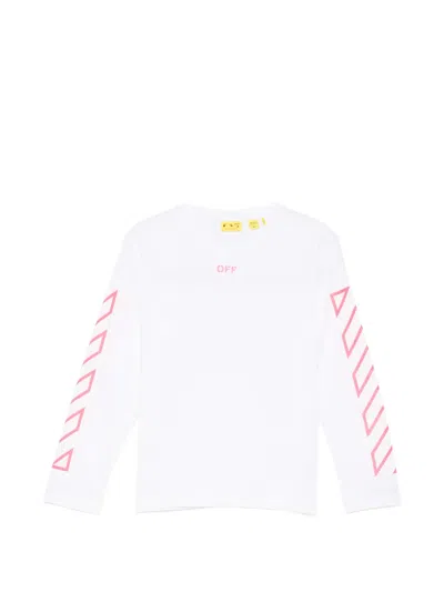 Off-white Kids' Logo-print Long-sleeve T-shirt In White