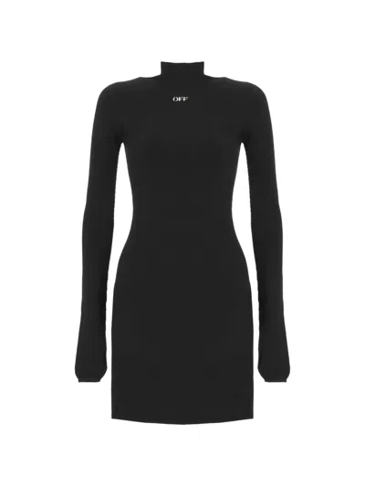 Off-white Logo-print Mini Dress In Black