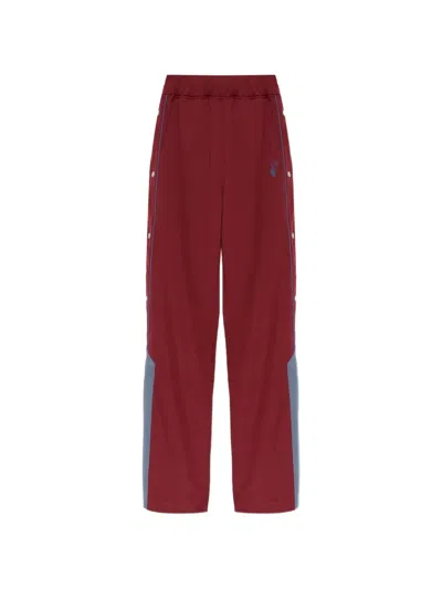 Off-white Logo-embroidered Press-stud Track Pants In Red