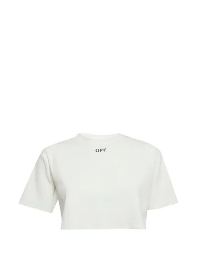 Pre-owned Off-white Logo-print Rib-knit T-shirt In White