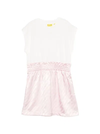 Off-white Kids' Logo-print Ruffled Dress In White