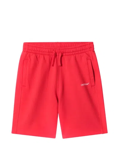 Off-white Kids' Logo-print Shorts In Red