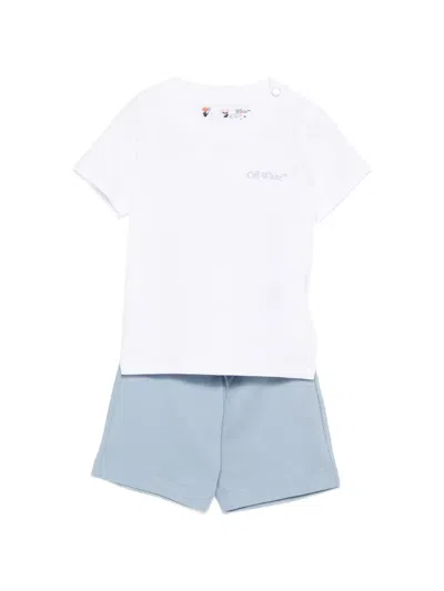 Off-white Babies' Logo-print Shorts Set In Blue