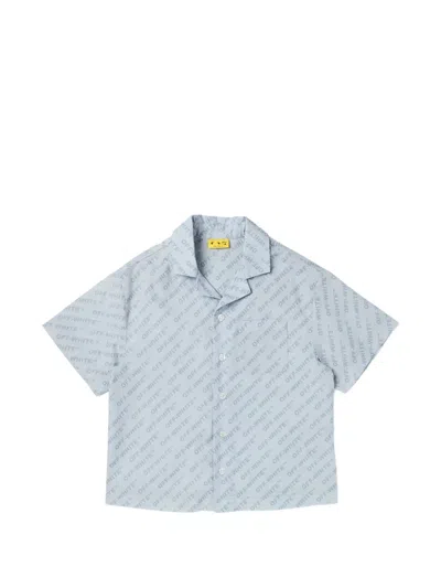 Off-white Kids' Logo-print Short-sleeved Shirt In Blue
