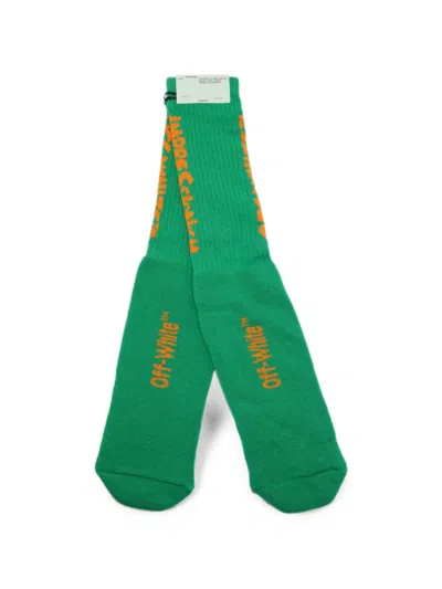 Pre-owned Off-white Logo-print Socks In Green