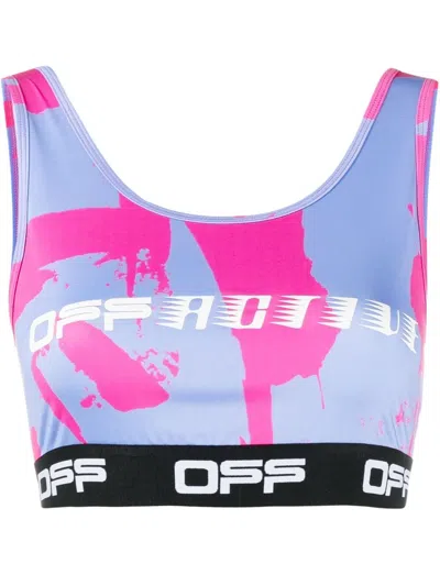 Off-white Violet Pink Logo-print Sports Bra In Multicolor