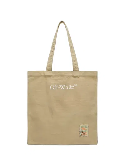 Off-white Logo-print Tote Bag In Brown