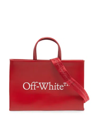 Pre-owned Off-white Logo-print Tote Bag In Red