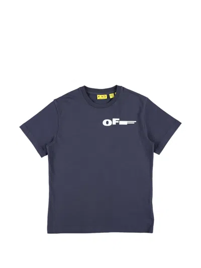 Off-white Kids' Logo-print T-shirt In Blue