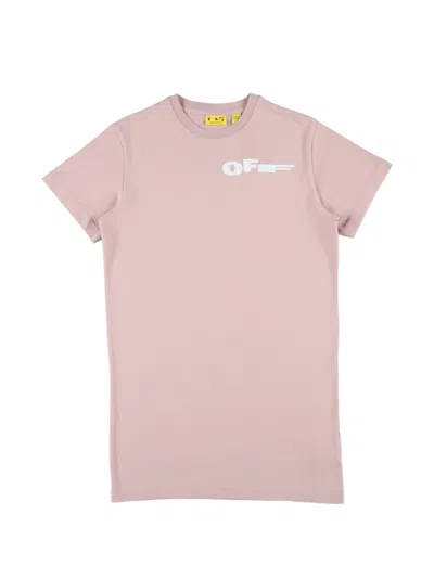 Off-white Kids' Logo-print T-shirt Dress In Pink