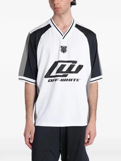 Off-white Logo-print V-neck T-shirt In White