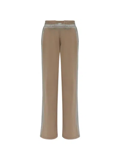 Off-white Logo-print Wide-leg Track Pants In Brown