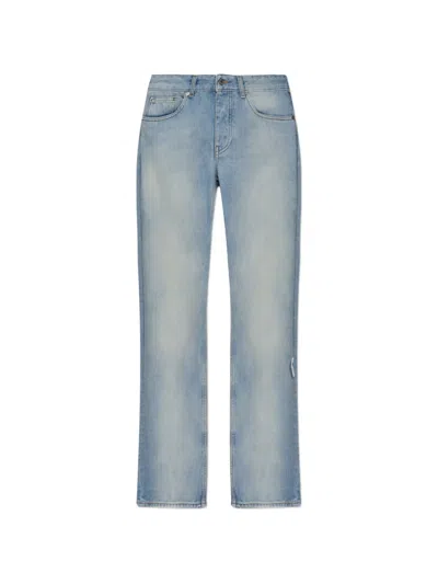 Off-white Logo-tag Straight-leg Jeans In Blue