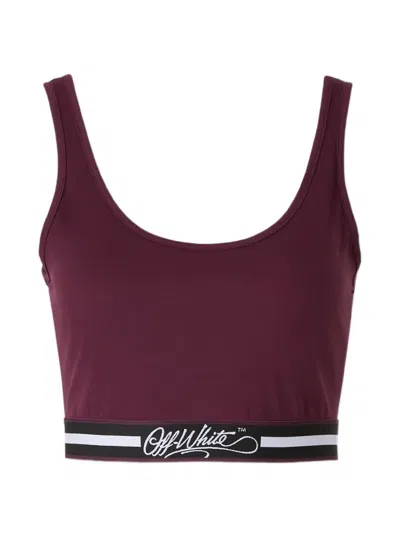 Off-white Logo Band Sleeveless Top In Burgundy