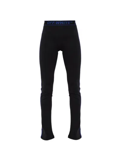 Off-white Logo-waistband Flared-leg Trousers In Black