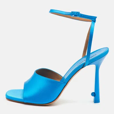 Pre-owned Off-white Lollipop Size 41 Blue Satin Ankle Strap Sandals