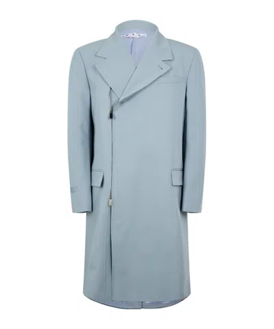 Off-white Double-breasted Coat In Blue