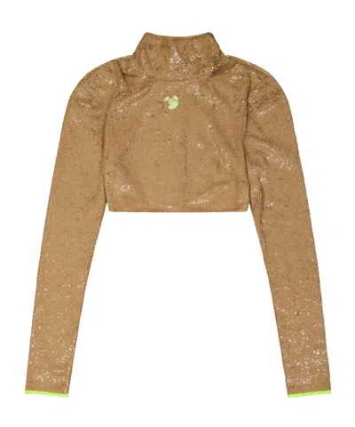 Off-white Long Sleeve Zip Jacket In Brown
