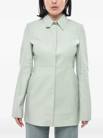 Off-white Long-sleeve Leather Shirt In Gray