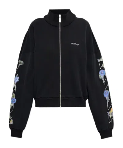 Off-white Arrows Floral-print Sweatshirt In Black