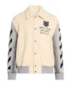 Off-white Logo-embroidered Varsity Jacket In Gray