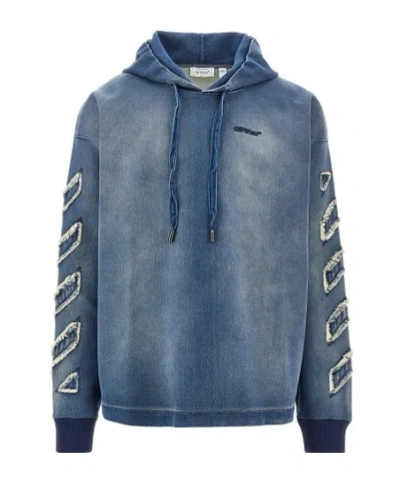 Off-white Long-sleeved Hooded Sweatshirt In Blue