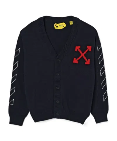 Off-white Babies' Long-sleeved Knitted Cardigan In Black