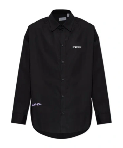 Off-white Logo-print Cotton Shirt In Black