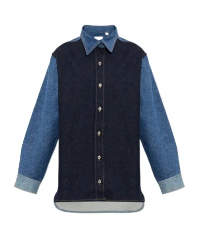 Off-white Arrows-print Denim Shirt In Blue
