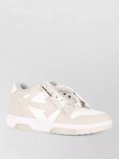 Off-white Low Top Sneakers Contrasting Accents Rubber Sole In Neutral