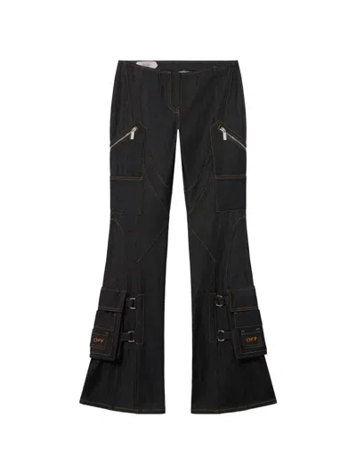 Off-white Low-rise Flared Jeans In Black