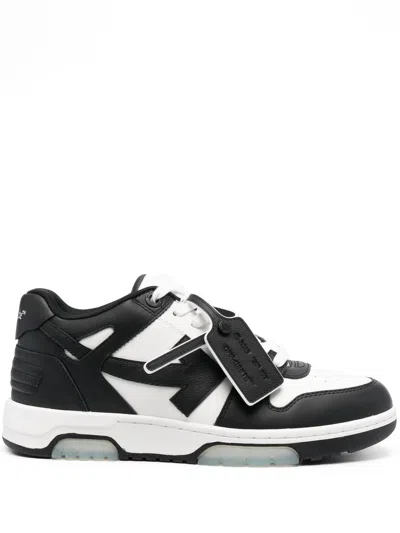 OFF-WHITE LOW-TOP LEATHER SNEAKERS WITH DISTINCTIVE ARROW DETAILING