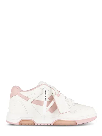 Off-white Low-top Sneakers With Soft Pink Accents In White