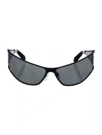 Pre-owned Off-white Luna Cat-eye Shield Sunglasses In Black
