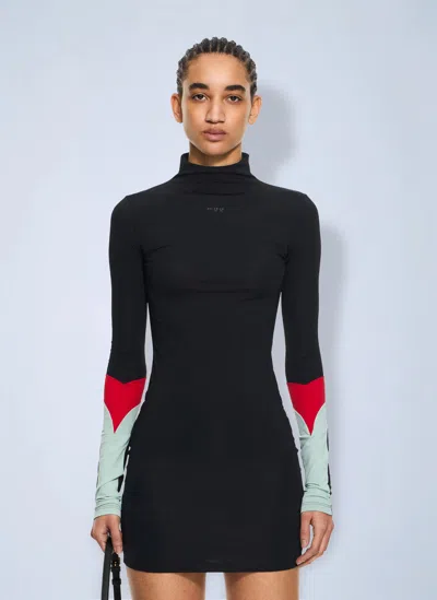 Off-white Lycra Collar Insert Mini Dress In Black