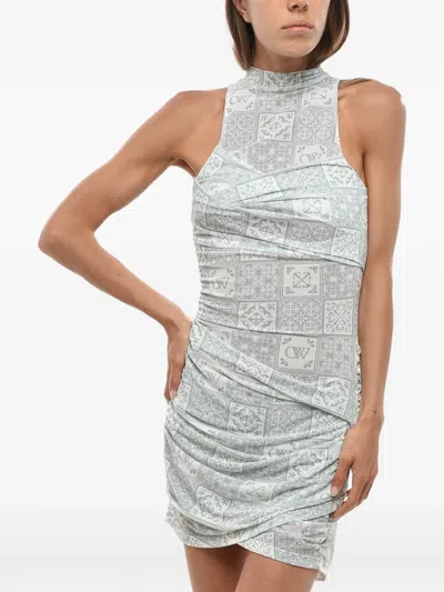 Off-white Maiolica Draped Mini Dress In Gray