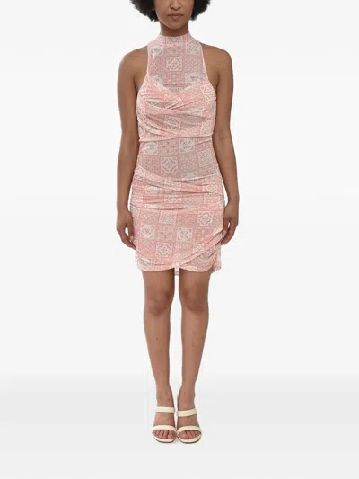 Off-white Maiolica Draped Mini Dress In Pink
