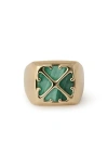 Off-white Malachite Arrow Signet Ring In Multi