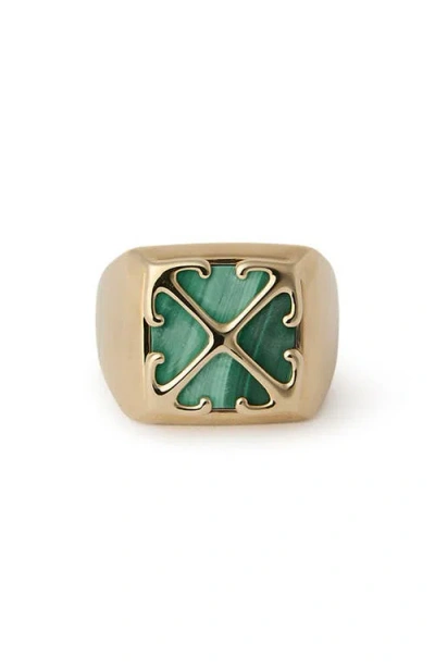 Off-white Malachite Arrow Signet Ring In Multi