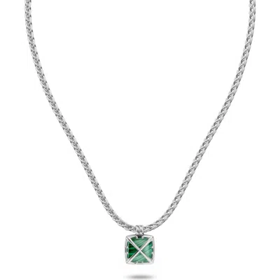 Off-white Malachite Arrow Square Pendant Necklace In Metallic