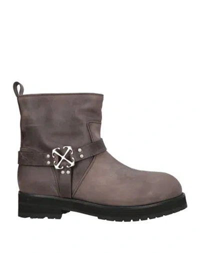Off-white Man Ankle Boots Grey Size 8 Leather In Gray