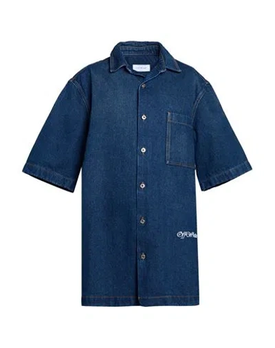 Off-white Man Denim Shirt Blue Size M Cotton